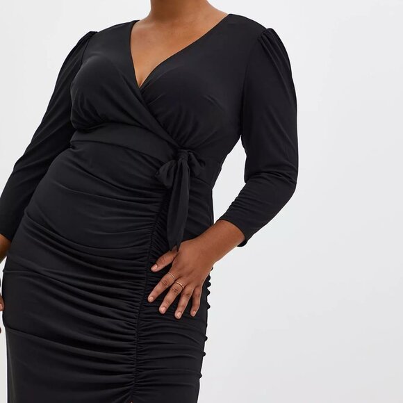 New TORRID Plus Size 18 2X Womens Black Maxi Studio Knit Hi-Low Dress - Picture 2 of 5